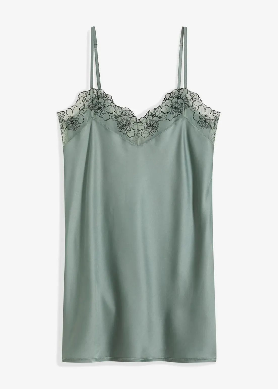 Satin Negligé mit floraler Stickerei