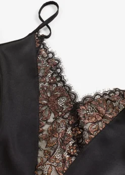 Satin Negligé mit Glitzergarn