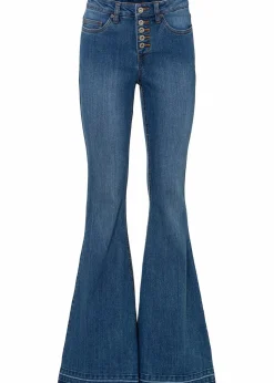 Schlagjeans mit offenem Saumabschluss