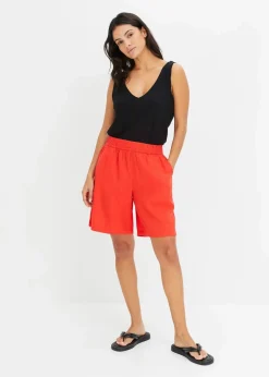 Schlupf-Bermuda aus luftigem Leinen-Mix