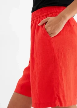 Schlupf-Bermuda aus luftigem Leinen-Mix