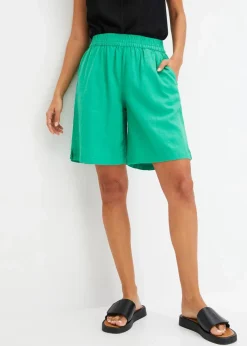 Schlupf-Bermuda aus luftigem Leinen-Mix