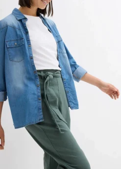 Schlupfhose aus luftigem Leinen-Viskose-Mix