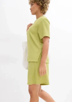 Schlupf-Shorts aus Borkencrepe