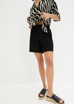 Schlupf-Shorts mit hohem Bund aus Strukturjersey