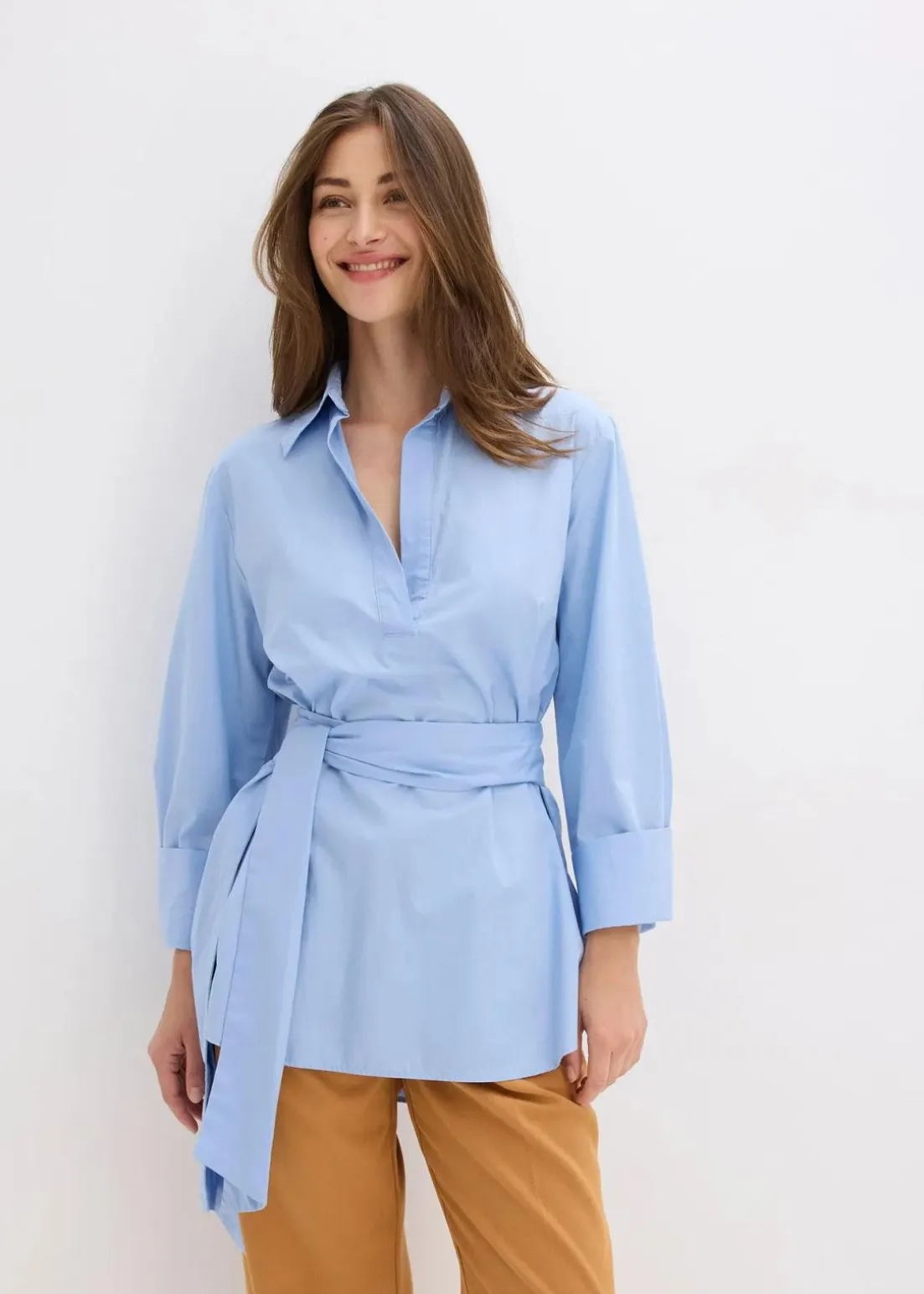 Schluppenbluse aus reiner Baumwolle