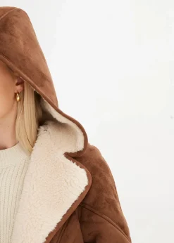 Shearling Jacke mit Kapuze