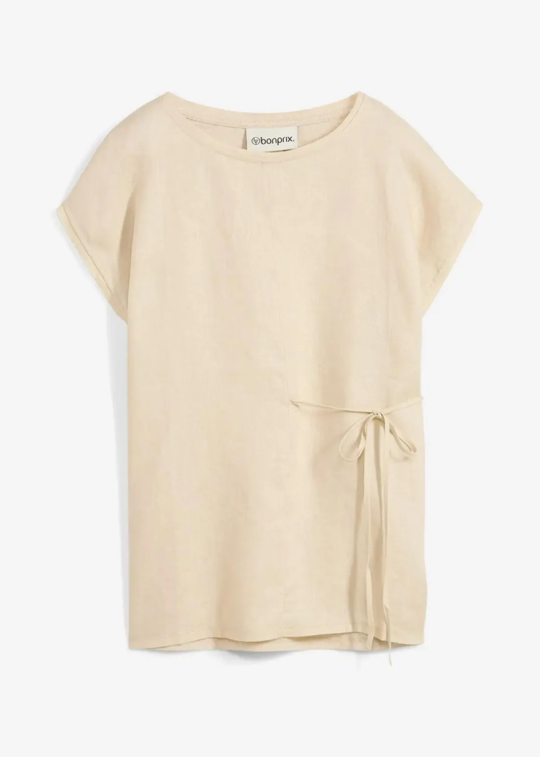 Shirt aus reinem Leinen mit Webbesatz