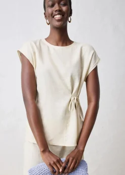 Shirt aus reinem Leinen mit Webbesatz