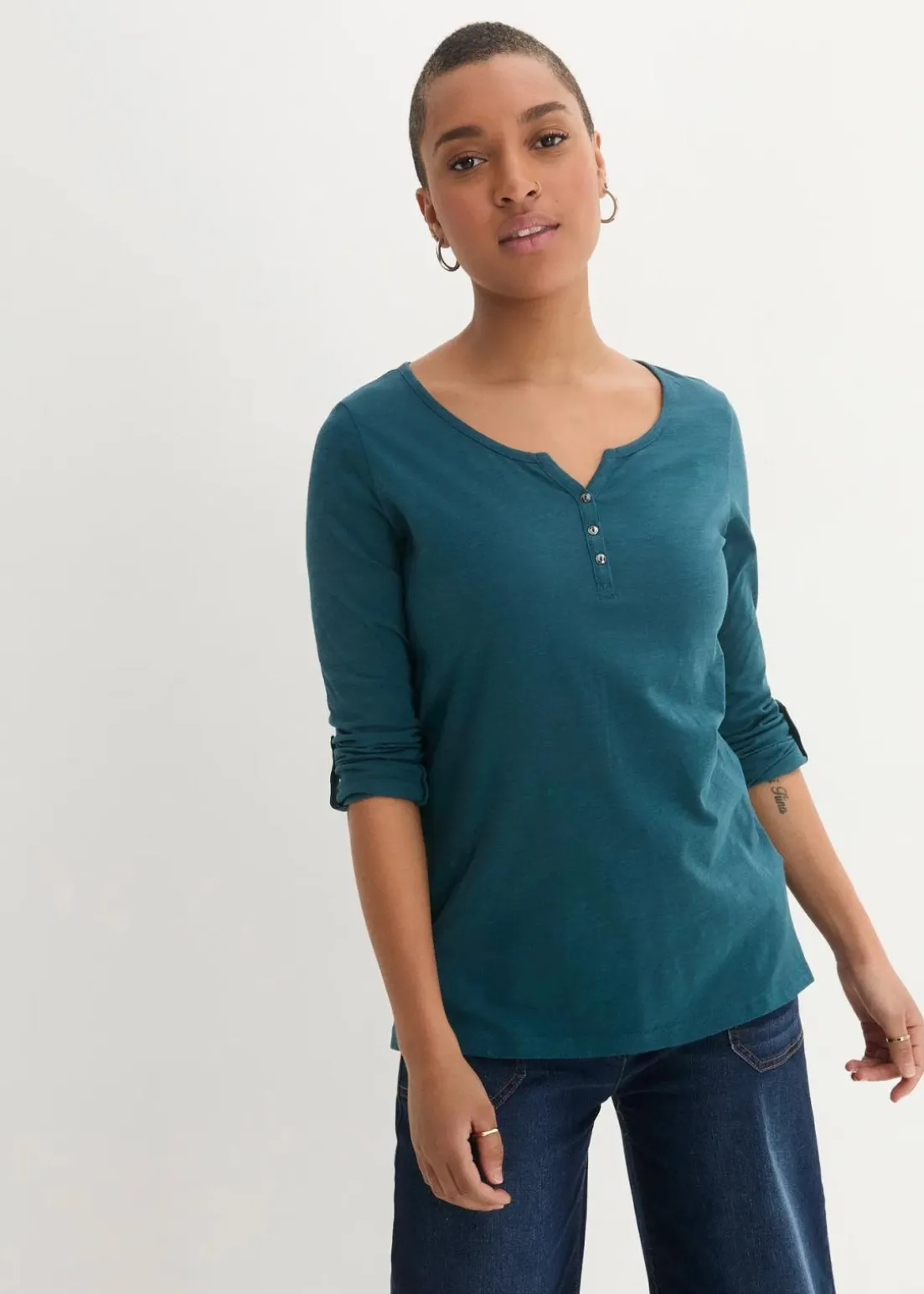 Shirt mit Knopfleiste aus reiner Bio-Baumwolle