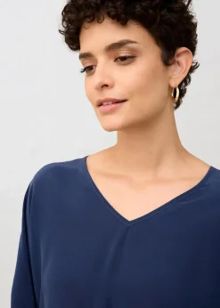 Shirt mit Seidenanteil und Webeinsatz