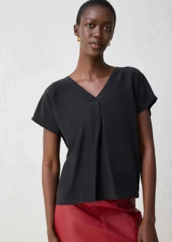 Shirt mit Seidenanteil und Webeinsatz