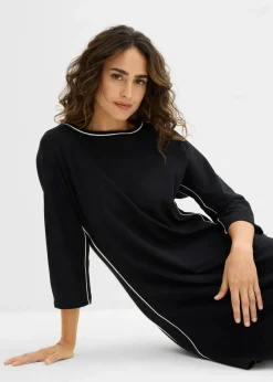 Shirtkleid aus Bio Bauwolle mit Kontrastpiping