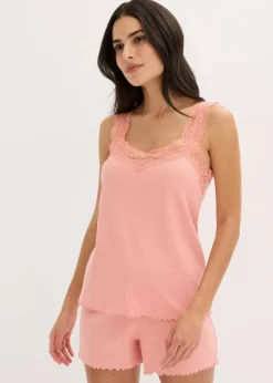 Shorty mit zartem Spitzenbesatz