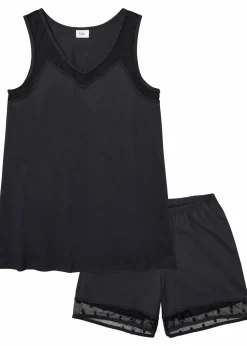 Shorty mit zartem Spitzeneinsatz