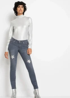 Skinny-Jeans Low Waist mit Sternendesign