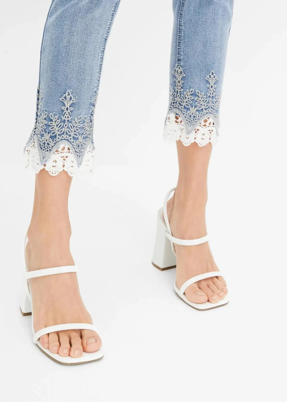 Skinny-Jeans mit Spitze