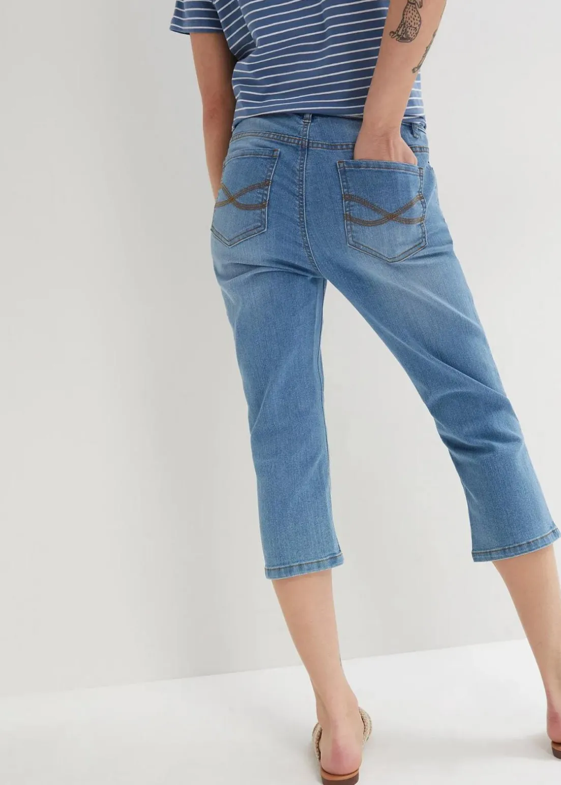 Slim Jeans, Mid Waist, Capri