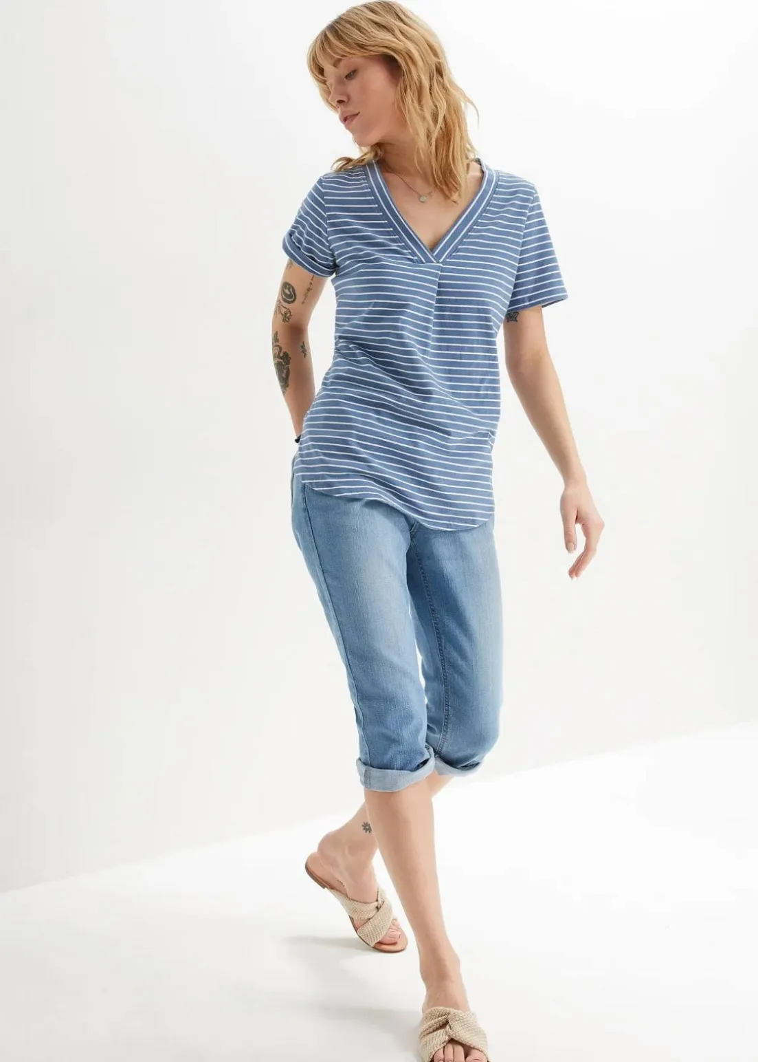 Slim Jeans, Mid Waist, Capri