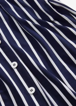 Sommerliches Jerseykleid mit Knopfleiste und Streifen