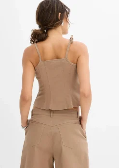 Spaghettiträger-Top aus elastischem Baumwoll-Mix