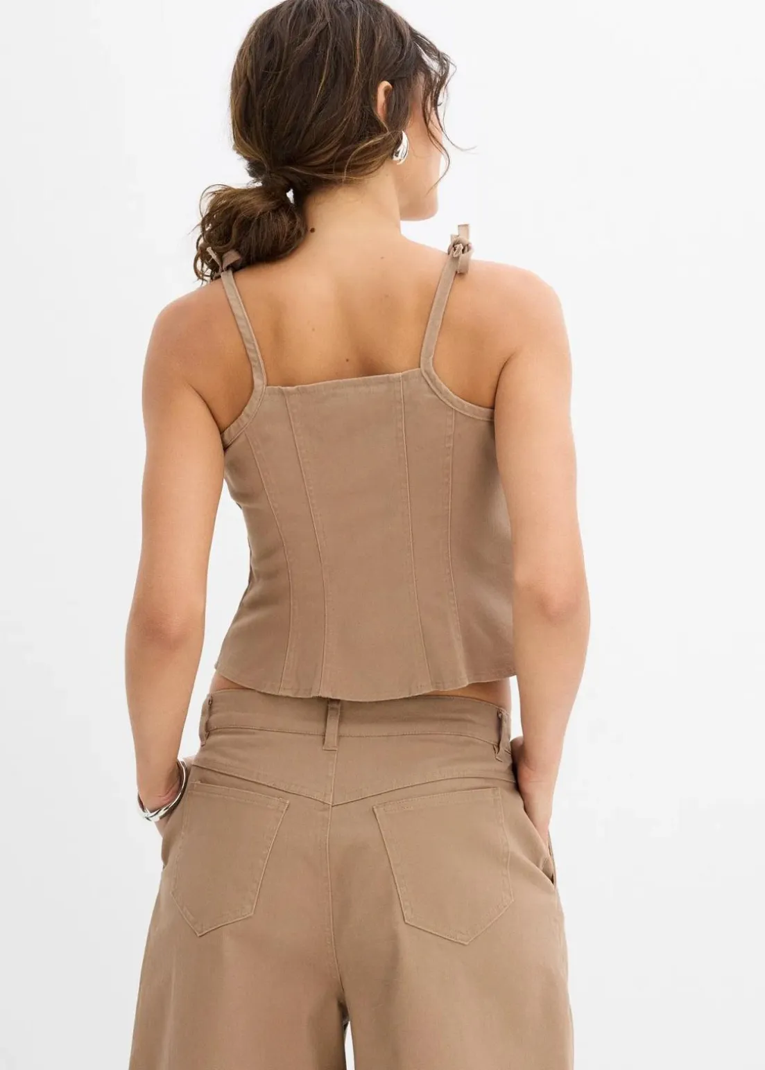 Spaghettiträger-Top aus elastischem Baumwoll-Mix