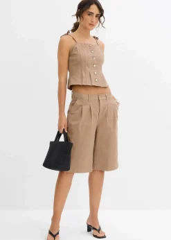 Spaghettiträger-Top aus elastischem Baumwoll-Mix