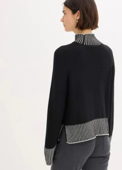 Stehkragenpullover mit Kaschmiranteil