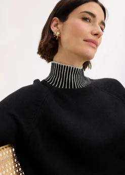 Stehkragenpullover mit Kaschmiranteil