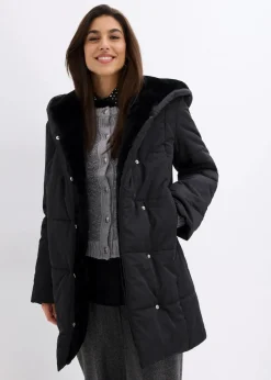 Steppjacke mit Fellimitatbesatz