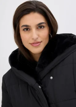 Steppjacke mit Fellimitatbesatz