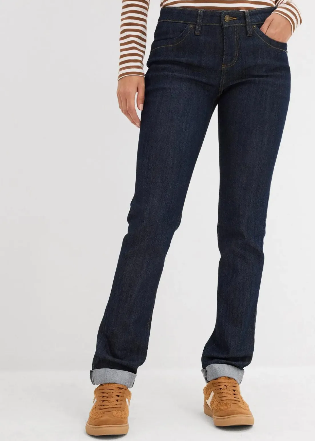 Straight Jeans Mid Waist, Stretch