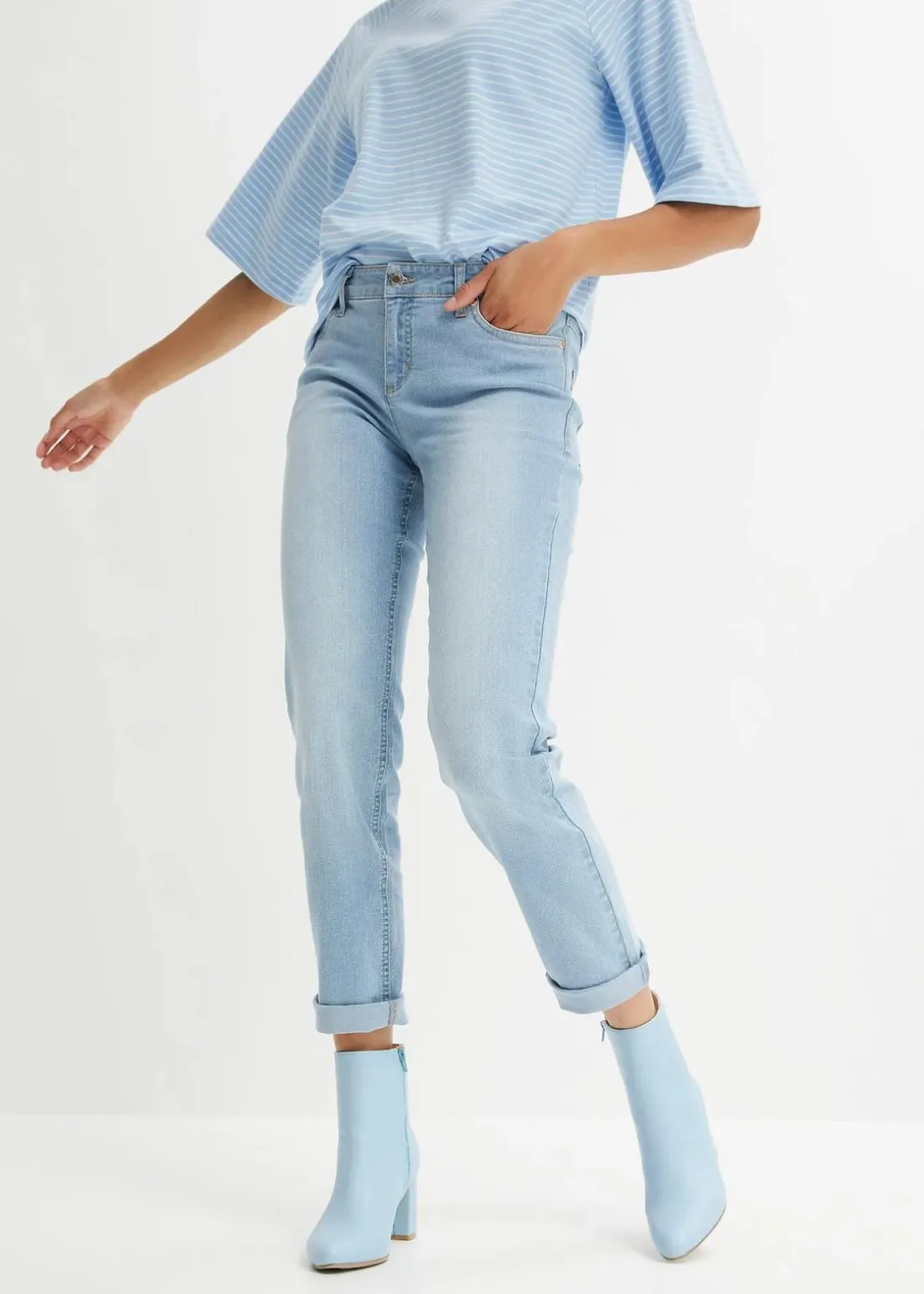 Straight Jeans Mid Waist, Stretch