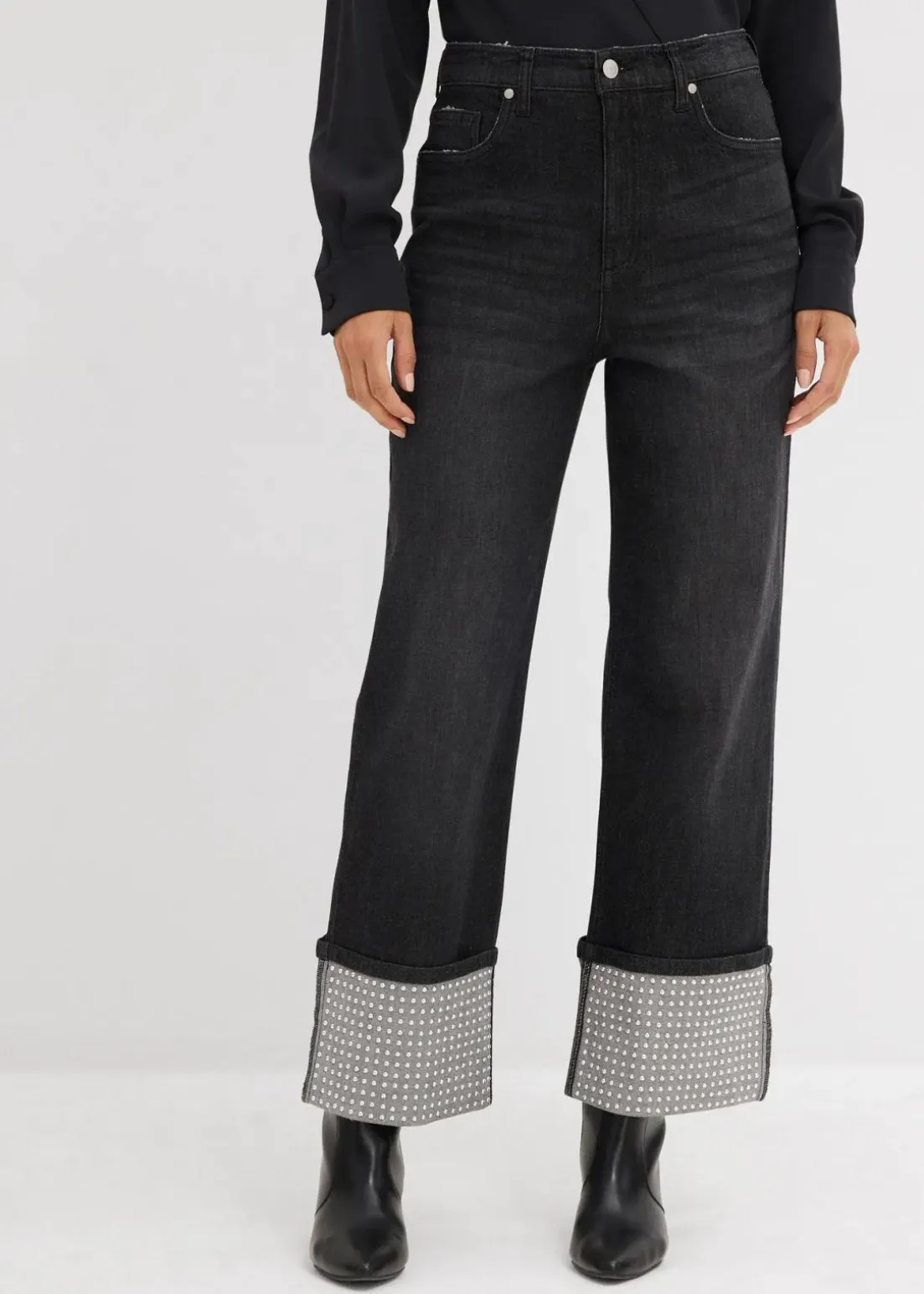 Straight-Jeans High Waist mit Turn Up