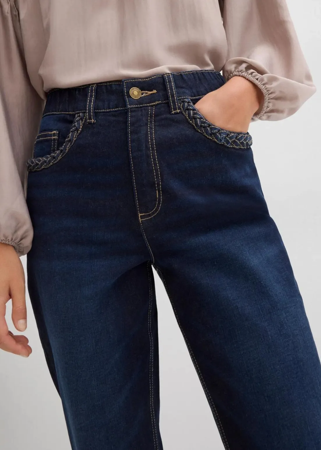 Straight-Jeans High Waist mit Taschendetails
