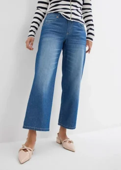 Straight-Jeans Mid Waist, Bequembund Low Stretch cropped