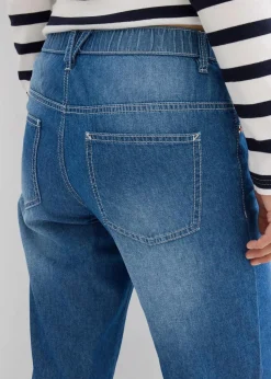 Straight-Jeans Mid Waist, Bequembund Low Stretch cropped