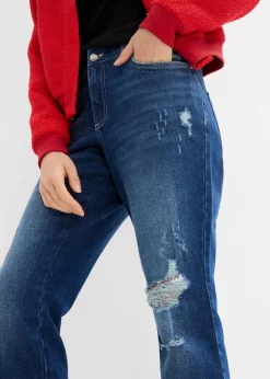 Straight-Jeans Mid Waist Bequembund Low Stretch, cropped