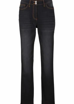 Straight-Jeans Mid Waist, Thermo mit Bequembund