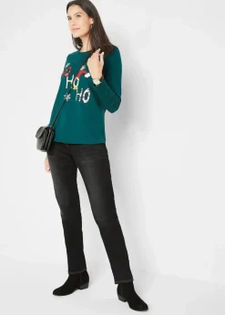 Straight-Jeans Mid Waist, Thermo mit Bequembund