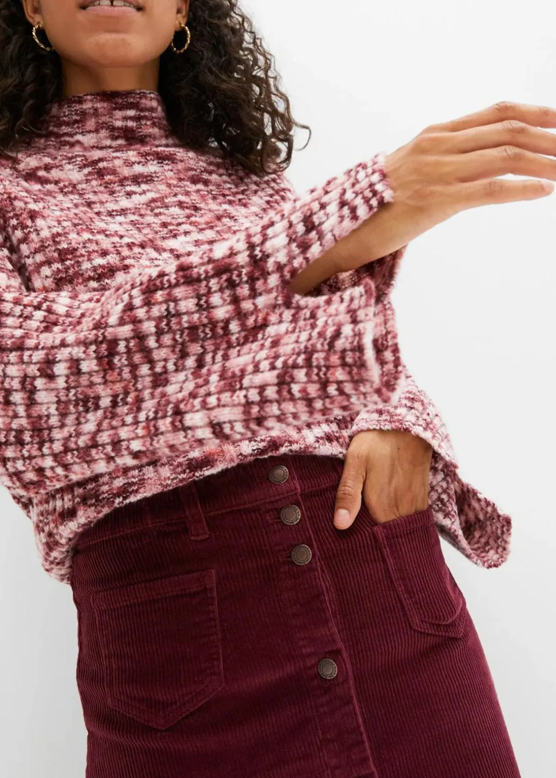 Stretch-Cordrock mit Knopfleiste