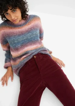 Stretch-Cord-Schlaghose mit High-Waist-Bequembund