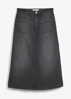 Stretch-Jeansrock, Midi-Länge