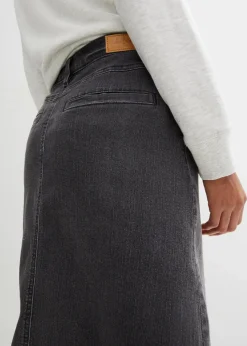 Stretch-Jeansrock, Midi-Länge