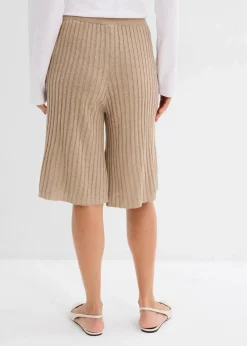 Strick-Bermuda mit hohem Bund aus Viskose-Mix