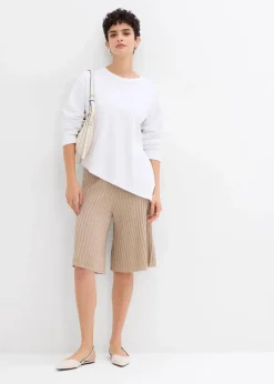 Strick-Bermuda mit hohem Bund aus Viskose-Mix