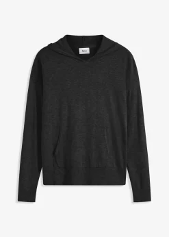 Strick-Hoodie mit Kängurutasche aus Viskose-Mix