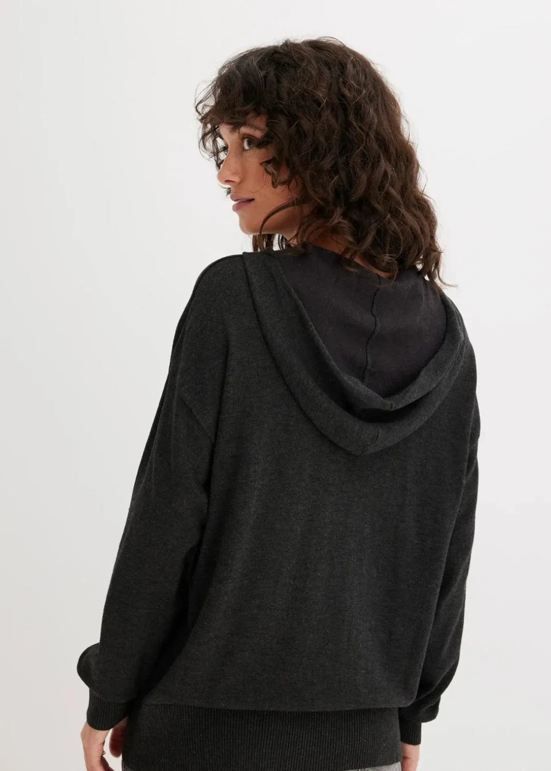 Strick-Hoodie mit Kängurutasche aus Viskose-Mix