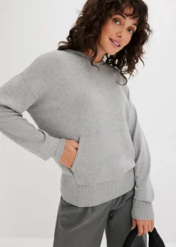 Strick-Hoodie mit Kängurutasche aus Viskose-Mix