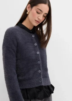 Strickjacke aus Federgarn-Viskose-Mix